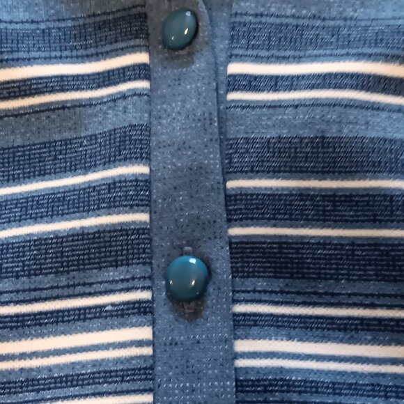 Vintage 60s D'Alliard's Striped Scooter Dress Box Pleat Mod Blue Grey Gray White - Picture 12 of 15